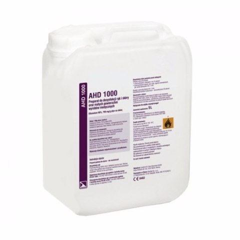 MEDILAB AHD 1000 5 LITRÓW ALKOHOLOWY PŁYN DO HIGIENICZNEJ I CHIRURGICZNEJ DEZYNFEKCJI RĄK I SKÓRY.
