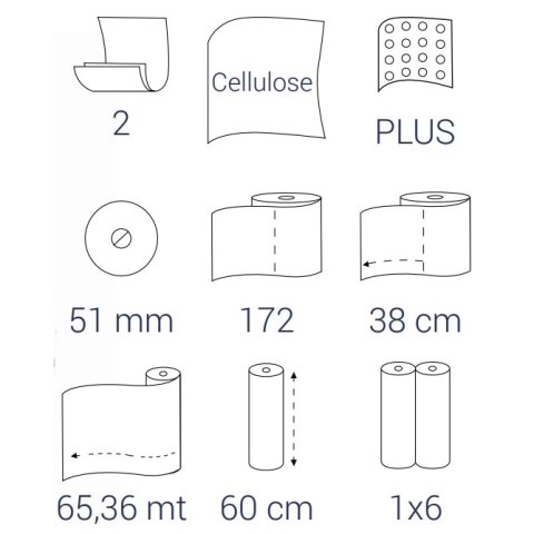 BULKYSOFT PODKŁAD MEDYCZNY-60 CM X 65,36 M BIAŁY, DWUWARSTWOWY