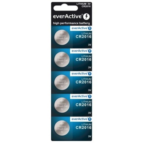 EVERACTIVE CR2016 BATERIA ALKALICZNA, LITOWA 3V OPAKOWANIE 5 SZT