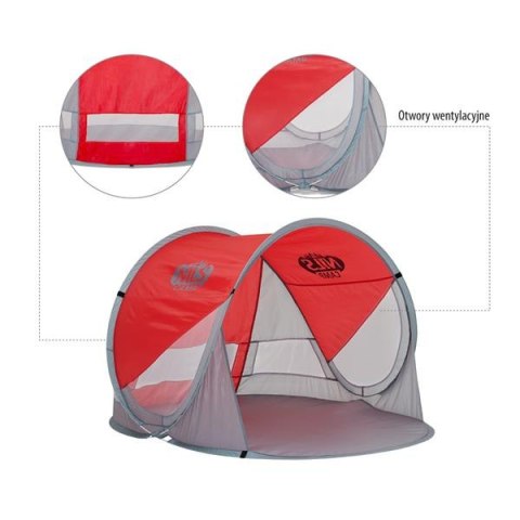 NC3142 CZERWONO-SZARY NAMIOT PLAŻOWY SAMOROZKŁADAJĄCY PODŁOGA NILS CAMP