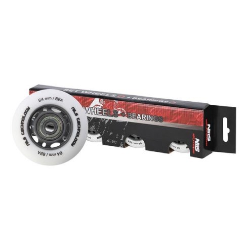 PU 64X24 82A BIAŁE MATOWE (4 SZT.) + ABEC-9 (8 SZT.) ZESTAW NILS EXTREME