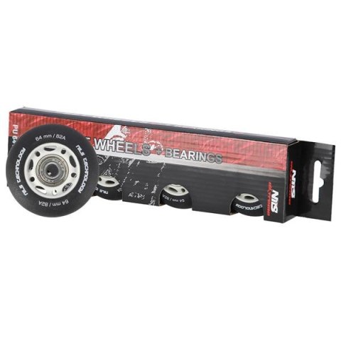 PU 64X24 82A CZARNE MATOWE (4 SZT.) + ABEC-9 (8 SZT.) ZESTAW NILS EXTREME