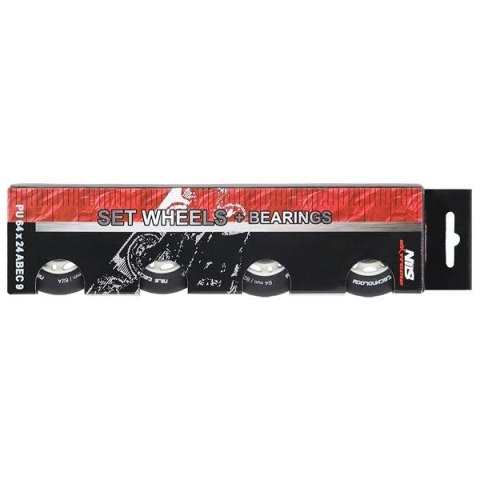 PU 64X24 82A CZARNE MATOWE (4 SZT.) + ABEC-9 (8 SZT.) ZESTAW NILS EXTREME