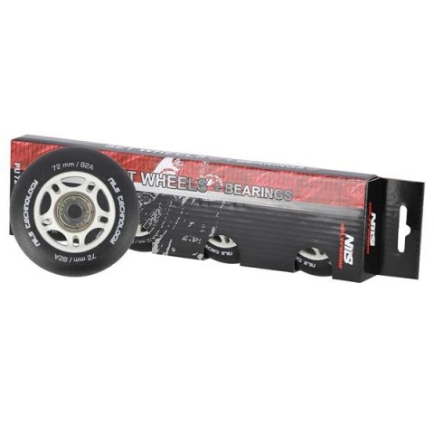 PU 72X24 82A CZARNE MATOWE (4 SZT.) + ABEC-9 (8 SZT.) ZESTAW NILS EXTREME