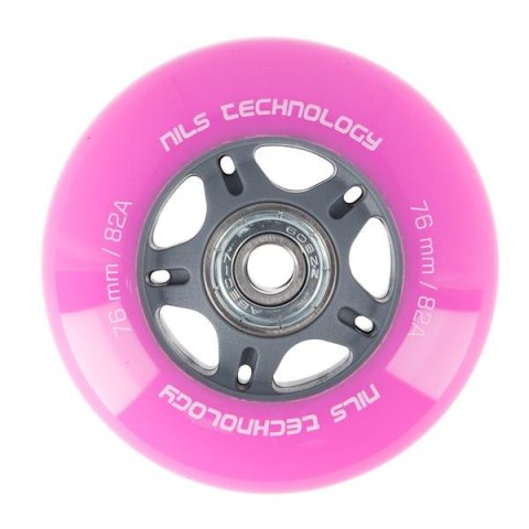 ZESTAW 4 KÓŁKA PU 76X24 82A RÓŻOWE + ŁOŻYSKA 8 SZTUK ABEC-7 NILS EXTREME