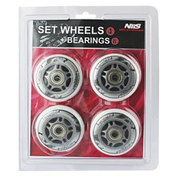 ZESTAW 4 KÓŁKA PU 76X24 82A BIAŁE + ŁOŻYSKA 8 SZTUK ABEC-7 NILS EXTREME