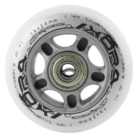 ZESTAW 4 KÓŁKA PU 76X24 82A BIAŁE + ŁOŻYSKA 8 SZTUK ABEC-7 NILS EXTREME