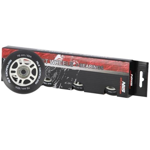 PU 76X24 82A CZARNE MATOWE (4 SZT.) + ABEC-9 (8 SZT.) ZESTAW NILS EXTREME