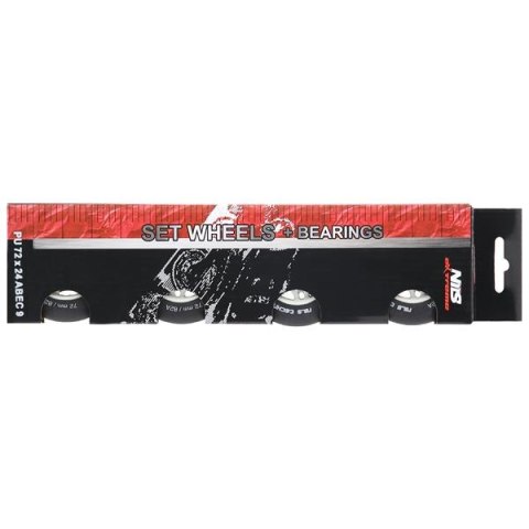PU 76X24 82A CZARNE MATOWE (4 SZT.) + ABEC-9 (8 SZT.) ZESTAW NILS EXTREME