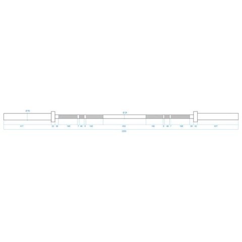 GO450 GRYF OLIMPIJSKI 18.5KG 2200MM HMS Z ZACISKAMI LOCK JAW BLACK
