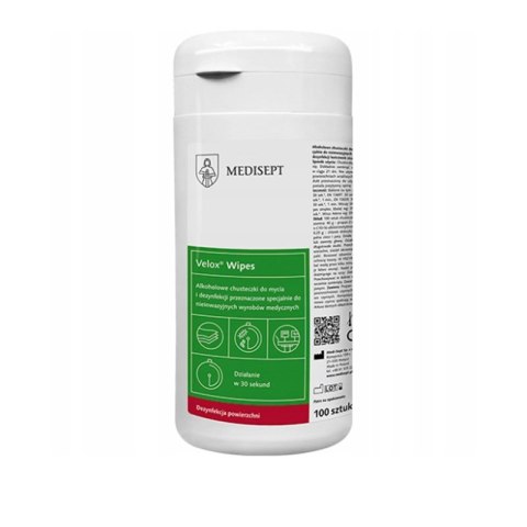 MEDISEPT VELOX WIPES PUSZKA CHUSTECZKI DO DEZYNFEKCJI RÓŻNORODNYCH POWIERZCHNI SPRZĘTU MEDYCZNEGO Z TWORZYW SZTUCZNYCH