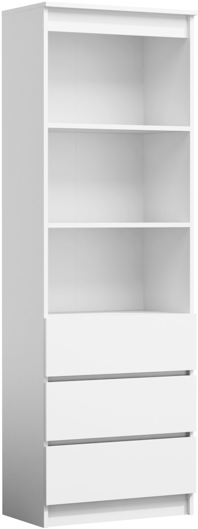 Regał Na Książki Segregatory Półka x3 Biurowy Do Salonu Roxi 60 cm Biały