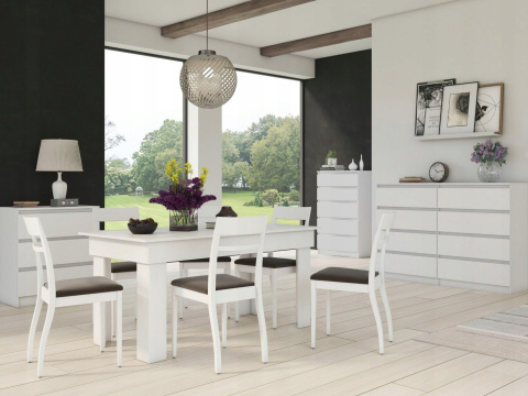 Komoda z 3 szufladami Lilia 70 cm Duża Do Salonu Pojemna Biała Mat