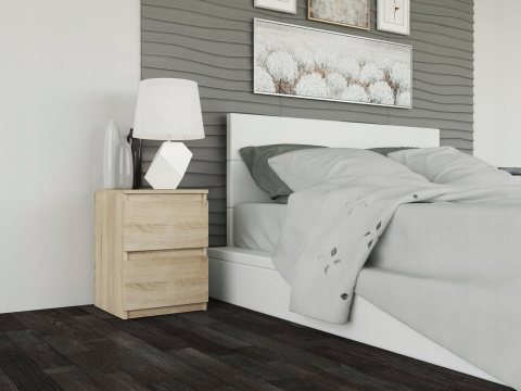 Szafka Nocna Stolik Nocny 2 Szuflady 30 cm Do Sypialni Dąb Sonoma Lilia L2