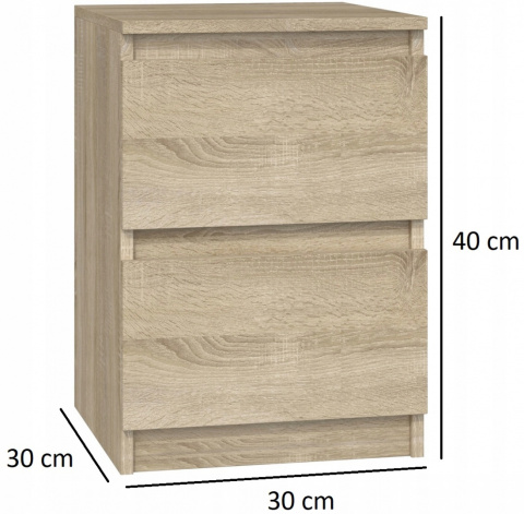 Szafka Nocna Stolik Nocny 2 Szuflady 30 cm Do Sypialni Dąb Sonoma Lilia L2