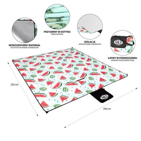 NC2312 ARBUZY KOC PIKNIKOWY 220×200CM PE + ALU NILS CAMP