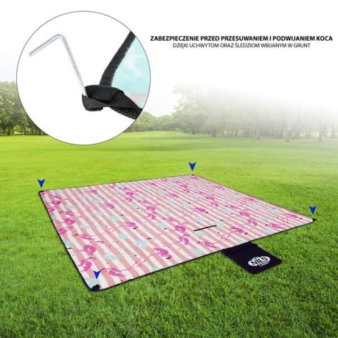 NC2313 FLAMINGI KOC PIKNIKOWY 200×200CM PE + ALU NILS CAMP
