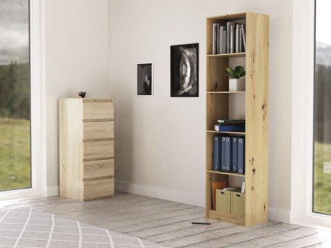 Regał Na Książki Segregatory Półka x5 Biurowy Do Salonu R50CM Artisan