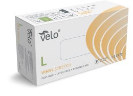 VELO rękawice winylowe PF r. L Rękawice diagnostyczne winylowe bezpudrowe 100 szt