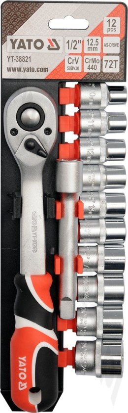 YATO YT-38821 ZESTAW KLUCZY NASADOWYCH 1/2'' 12 CZĘŚCI YATO