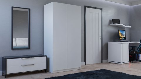 Szafa Biała Garderoba Na Ubrania Do Sypialni Przedpokoju DD90 cm 7 Półek