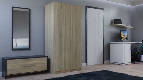 Szafa Garderoba Na Ubrania Do Sypialni Przedpokoju DD90 cm 7 Półek Sonoma