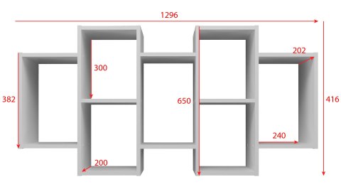 Regał Wiszący Do Salonu Na Książki Półka Ścienna Biała 130x65x20 Diego 12P
