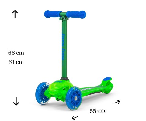 LEKKA HULAJNOGA TRÓJKOŁOWA SCOOTER ZAPP GREEN OPCJA BALANSU ŚWIECĄCE KOŁA