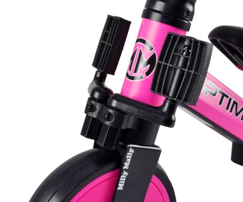 ROWEREK TRÓJKOŁOWY BIEGOWY Z PEDAŁAMI 3W1 OPTIMUS PINK PIANKOWE KOŁA 12m+