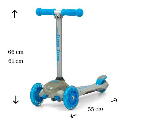 LEKKA HULAJNOGA TRÓJKOŁOWA SCOOTER ZAPP GREY OPCJA BALANSU ŚWIECĄCE KOŁA