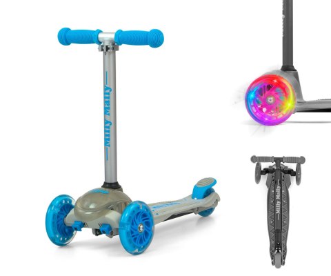 LEKKA HULAJNOGA TRÓJKOŁOWA SCOOTER ZAPP GREY OPCJA BALANSU ŚWIECĄCE KOŁA