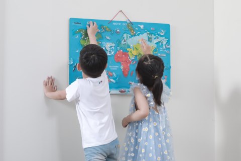 Tablica do Rysowania i Magnetyczna Mapa Świata po Angielsku 106 el Viga 2w1