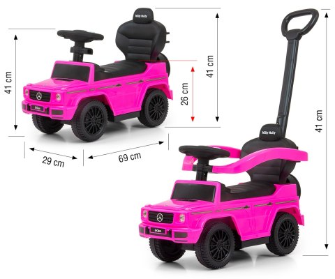 Jeździk dla Dzieci Auto Mercedes + Rączka, Klakson, Schowek G350D PINK