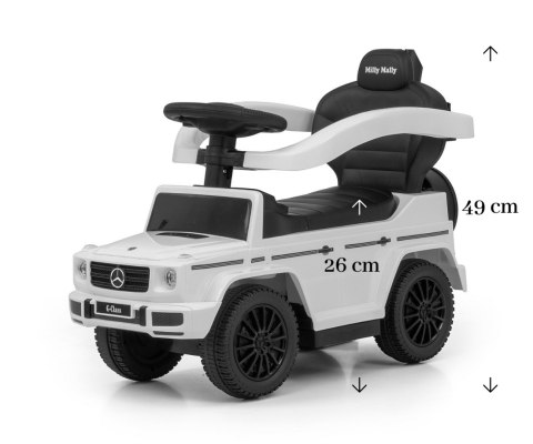 Jeździk dla Dzieci Auto Mercedes + Rączka, Klakson, Schowek G350D WHITE