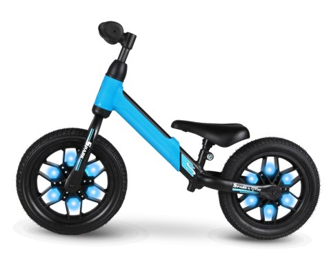 Rowerek Biegowy Dla Dzieci Świecący LED Spark Blue Qplay Gumowe opony