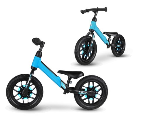 Rowerek Biegowy Dla Dzieci Świecący LED Spark Blue Qplay Gumowe opony