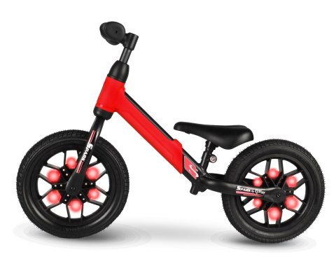 Rowerek Biegowy Dla Dzieci Świecący LED Spark Red Qplay Gumowe opony