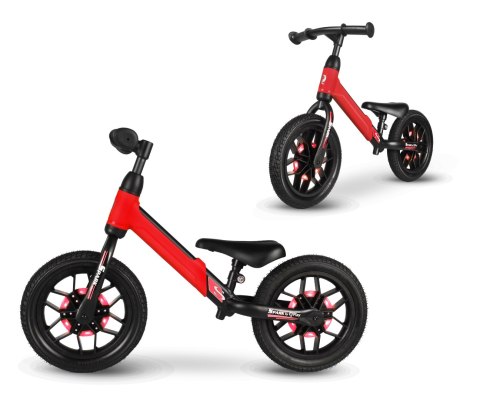 Rowerek Biegowy Dla Dzieci Świecący LED Spark Red Qplay Gumowe opony