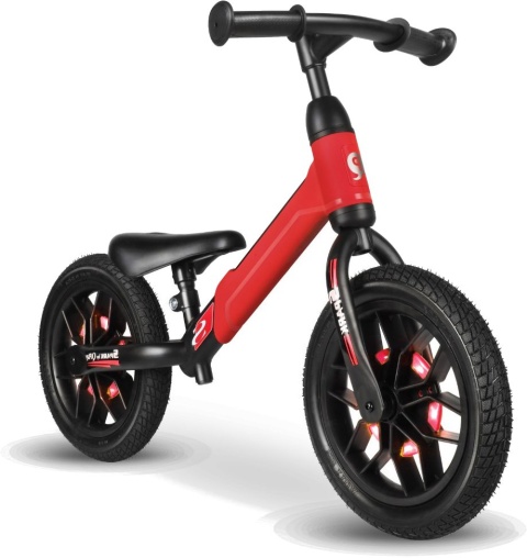 Rowerek Biegowy Dla Dzieci Świecący LED Spark Red Qplay Gumowe opony