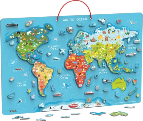 Tablica do Rysowania i Magnetyczna Mapa Świata po Angielsku 106 el Viga 2w1