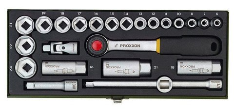 PROXXON ZESTAW KLUCZY NASADOWYCH Z GRZECHOTKAMI 3/8''', 24CZ. PROXXON