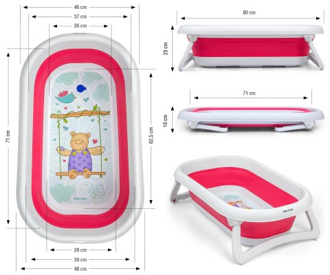 Silikonowa składana wanienka dla dzieci stabilna Aqua Pink