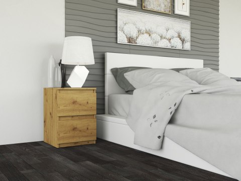 Szafka Nocna Stolik Nocny 2 Szuflady 30 cm Do Sypialni Dąb Artisan Lilia L2
