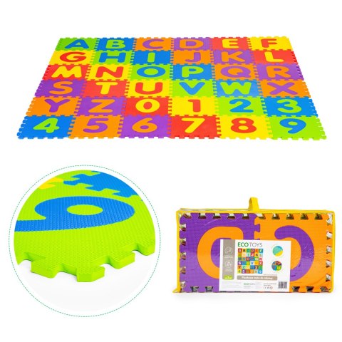 DUŻA MATA PIANKOWA EVA DLA DZIECI LITERY CYFRY PUZZLE 36 ELEMENTÓW 178X178