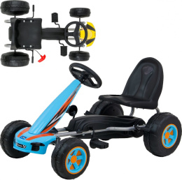 Gokart na Pedały Piankowe koła Hamulec ręczny Viper 87cm Lekki Mocny dla Dzieci BLUE