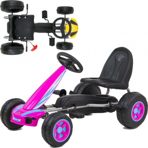 Gokart na Pedały Piankowe koła Hamulec ręczny Viper 87cm Lekki Mocny dla Dzieci PINK