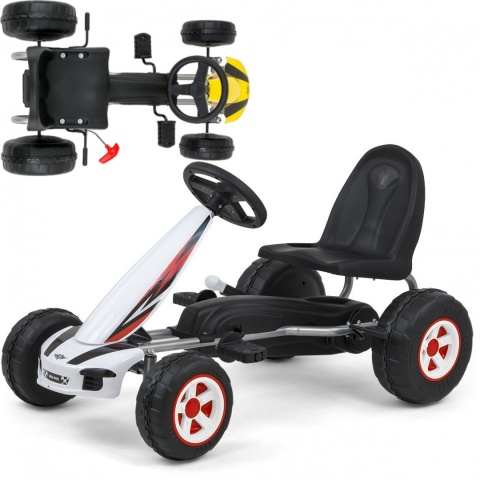 Gokart na Pedały Piankowe koła Hamulec ręczny Viper 87cm Lekki Mocny dla Dzieci WHITE