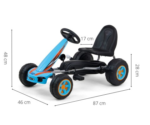 Gokart na Pedały Piankowe koła Hamulec ręczny Viper 87cm Lekki Mocny dla Dzieci BLUE