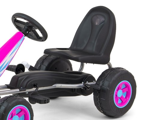 Gokart na Pedały Piankowe koła Hamulec ręczny Viper 87cm Lekki Mocny dla Dzieci PINK