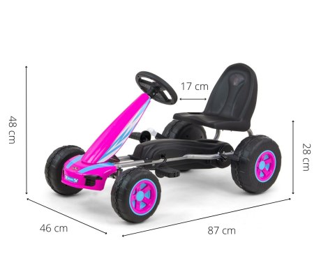 Gokart na Pedały Piankowe koła Hamulec ręczny Viper 87cm Lekki Mocny dla Dzieci PINK